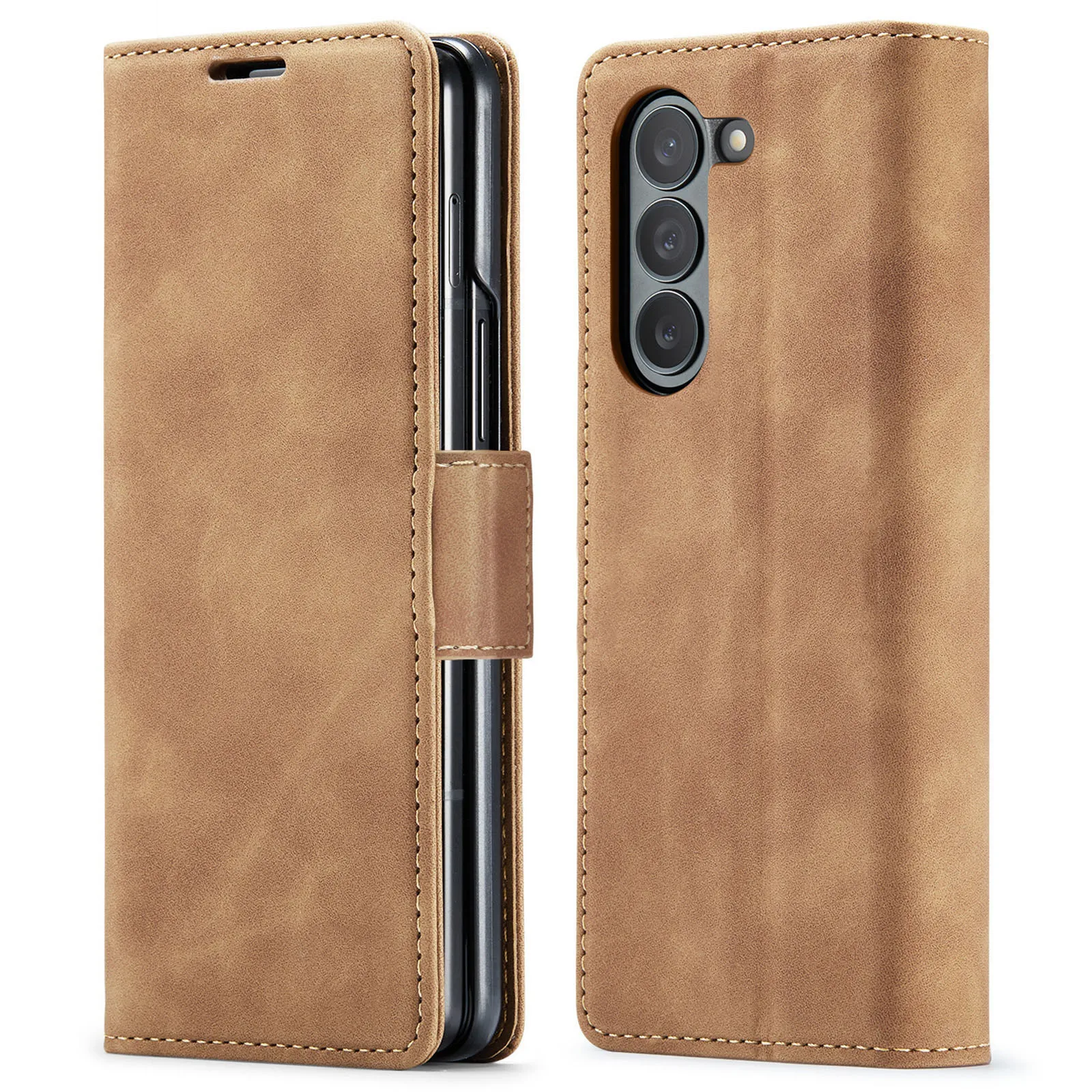 

Leather Wallet Case for Samsung Galaxy Z Fold 7 – Magnetic Closure, Kickstand, Card Holder, Shockproof