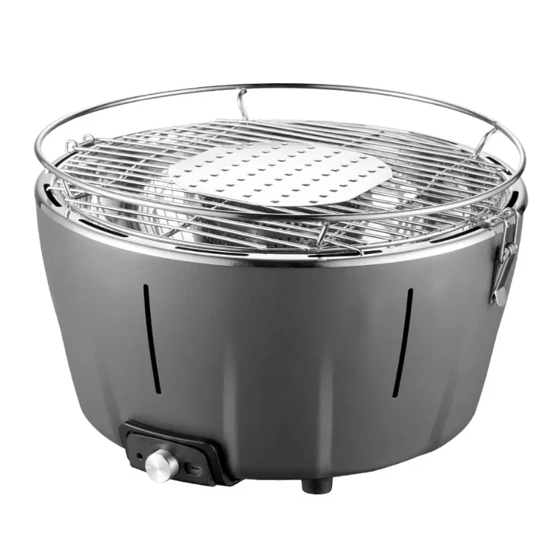High-qualitymodern Korean-style stainless steel cast iron outdoor smokeless gas charcoal grill electronic ignition high pressure
