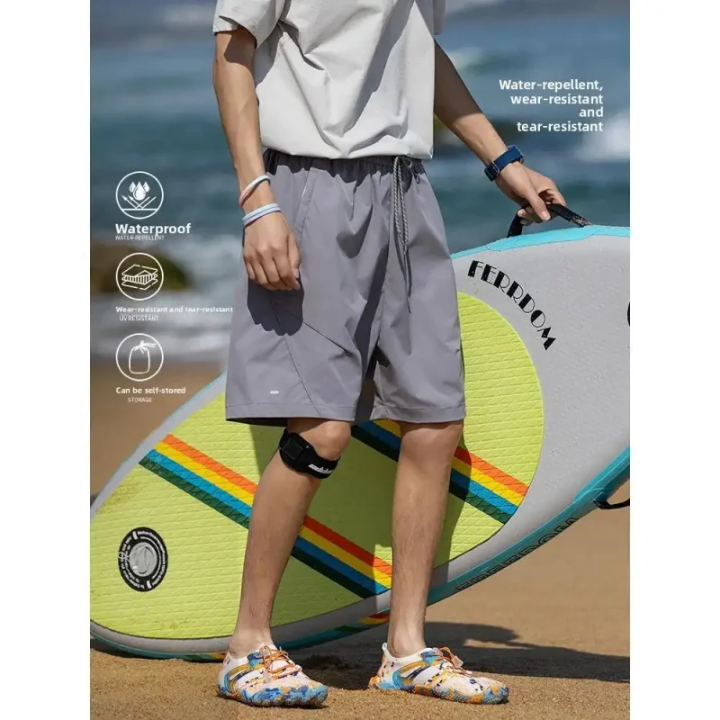 2026 Summer Loose Men's Beach Shorts, Fashionable, Lightweight, Cool, Quick-Drying, Casual Sports Shorts