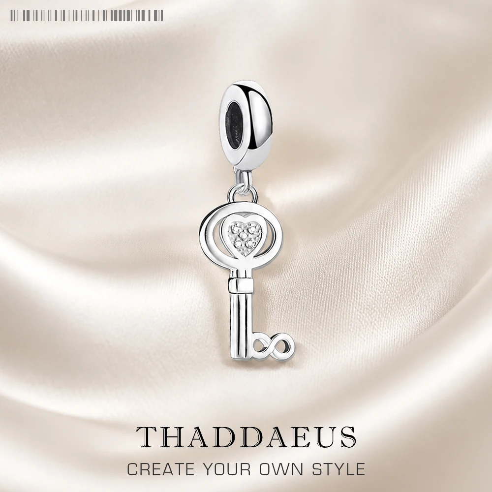 Love Key Infinity Pendant Dangle Charms DIY Jewelry Summer Romantic 100% 925 Sterling Silver Gift