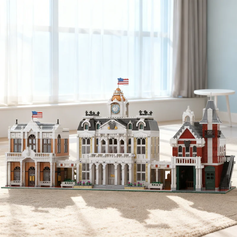 

Набор строительных блоков MOC «Городская площадь: Западный фронт» (5566 деталей), модель Диснейленда, архитектурные игрушки, рождественские подарки, развивающие идеи для детей