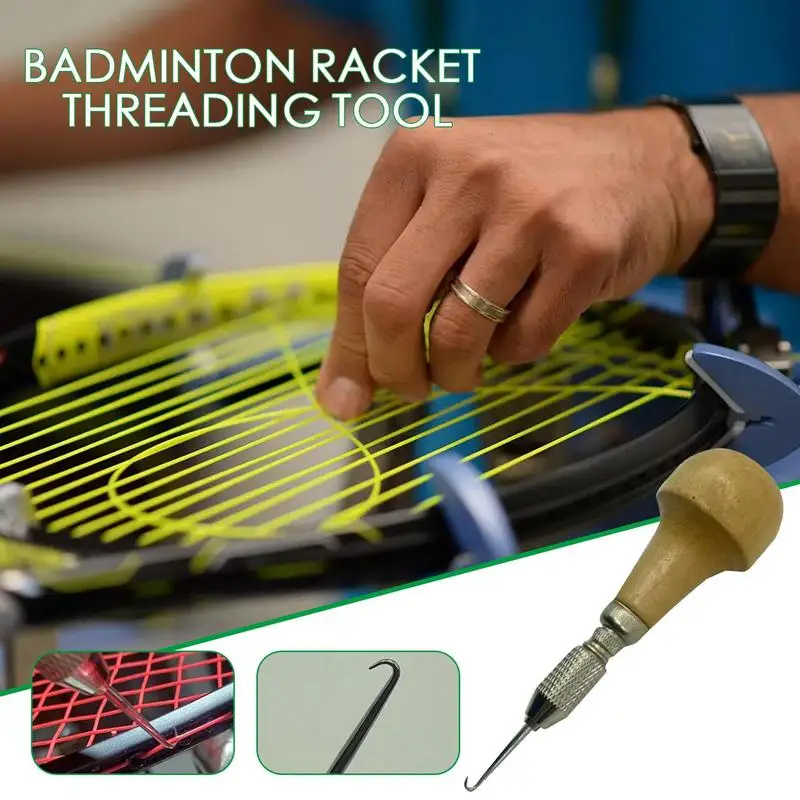 New Tennis Racket Repair Tennis Racket Stringing Clamp Wooden Handle Threading Tool Stringing Tools For Tennis Rackets