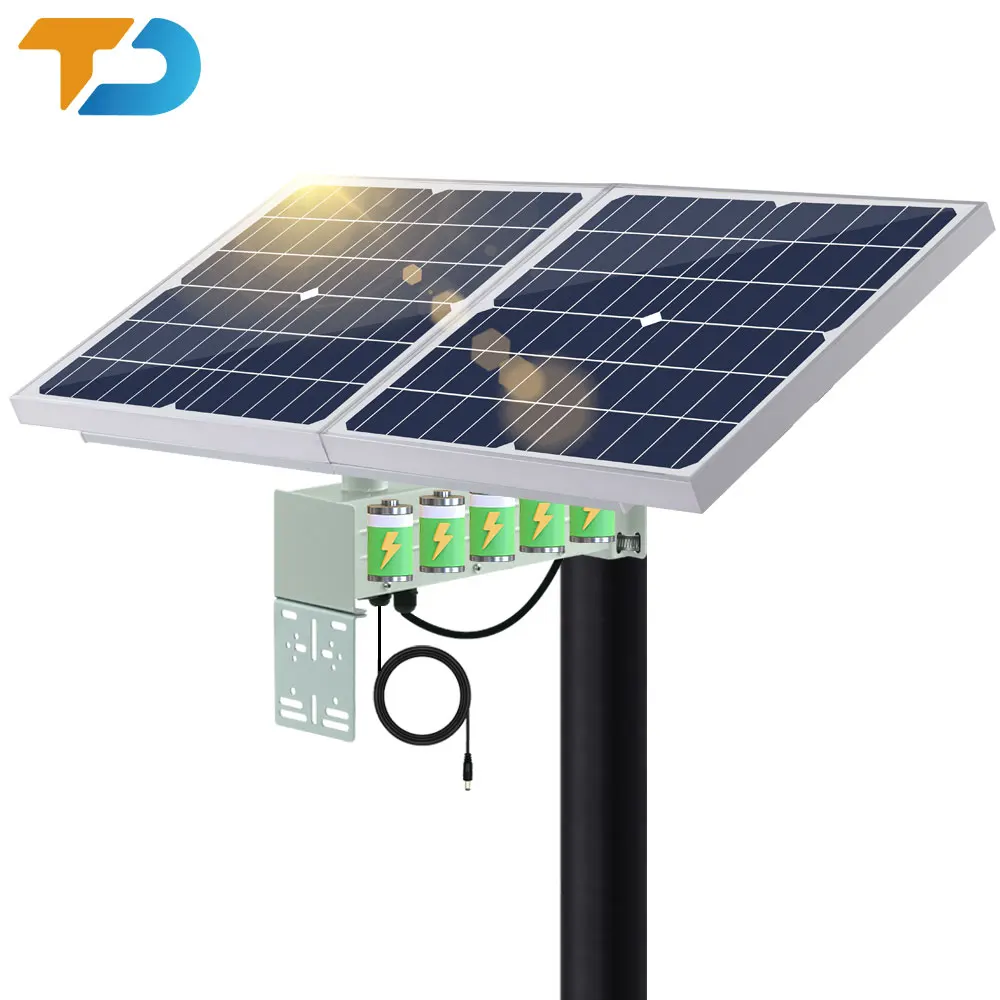 TecDeft CE RoHS 30W Mono Solar Panel 30Ah LifePO4 battery DC12V 2A 5 years warranty IP67 Solar Energy System for CCTV Camera