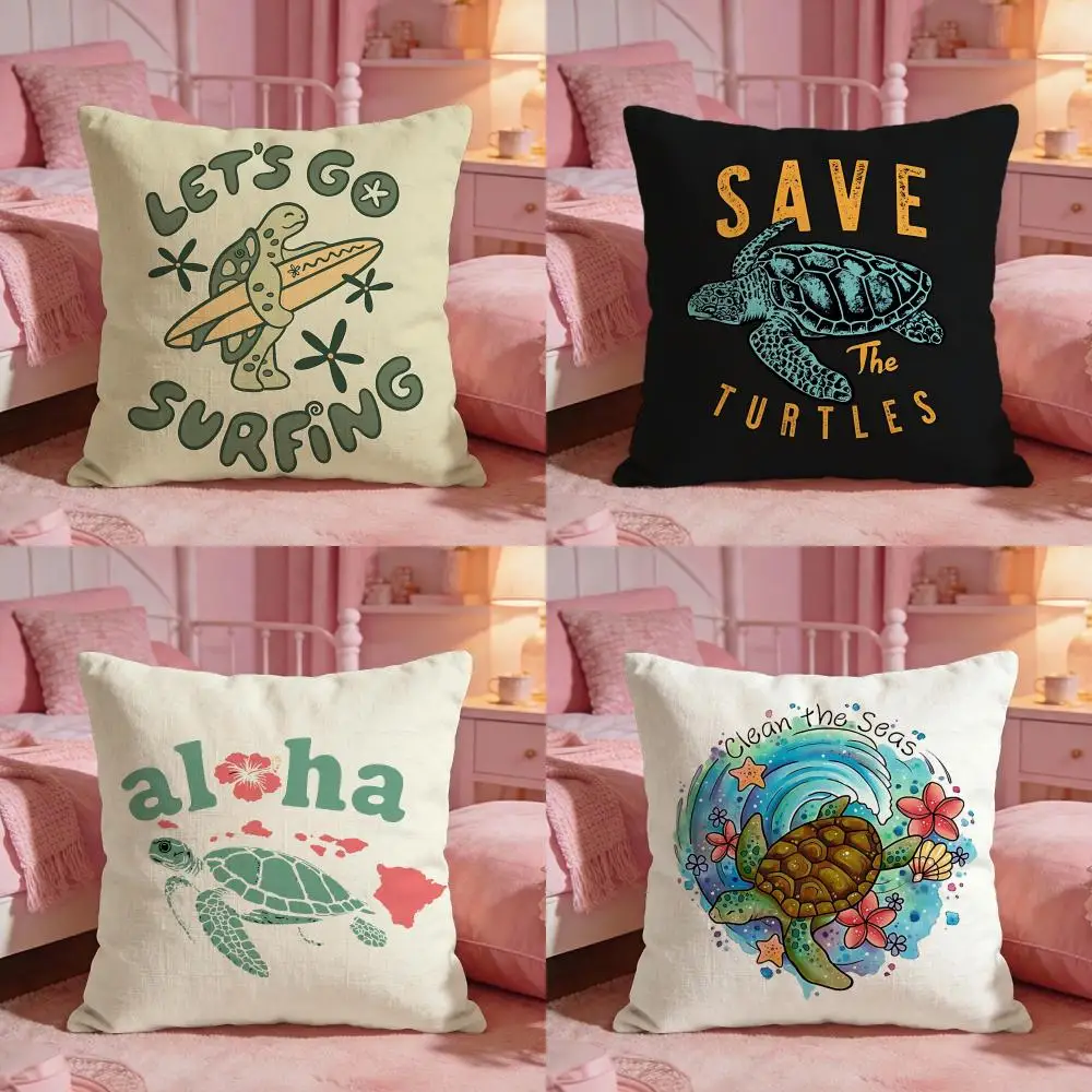 BeachTurtleAloha Cushion Cover Premium Comfort Reversible Pillow Cove -Two in One Design for Any Room & Car Interior