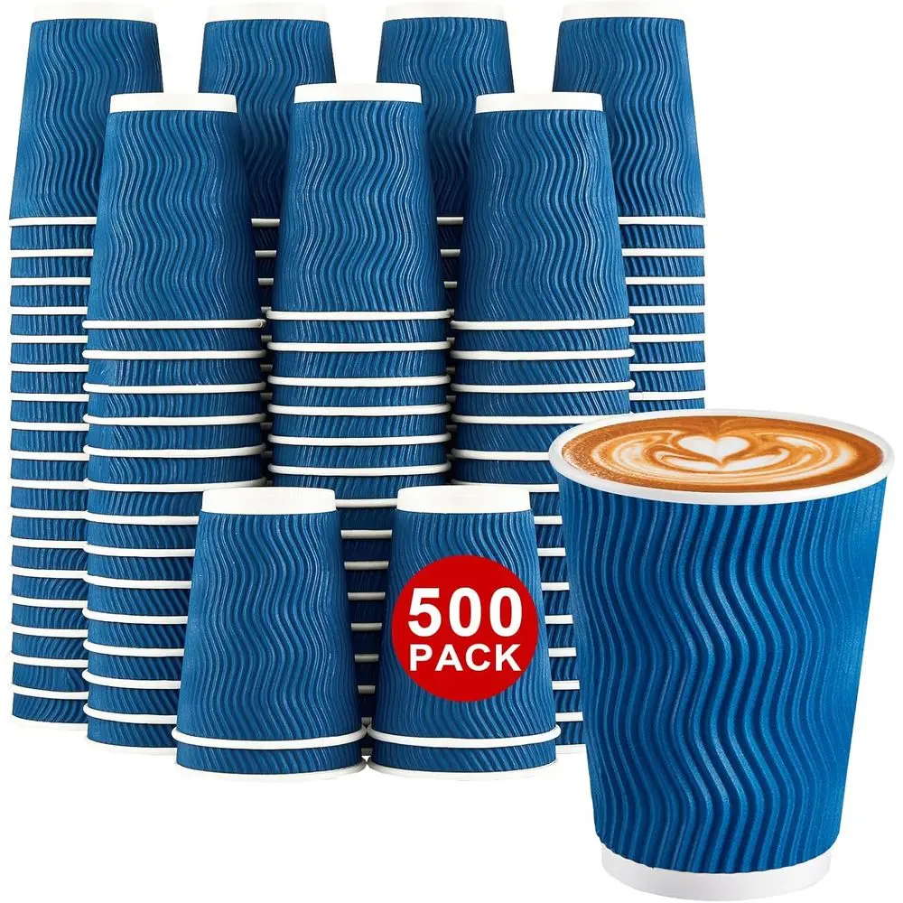 

12 oz Insulated Disposable Paper Cups, Bulk Pack for Hot or Cold Beverages, Ideal for Home, Party, Travel (Navy)