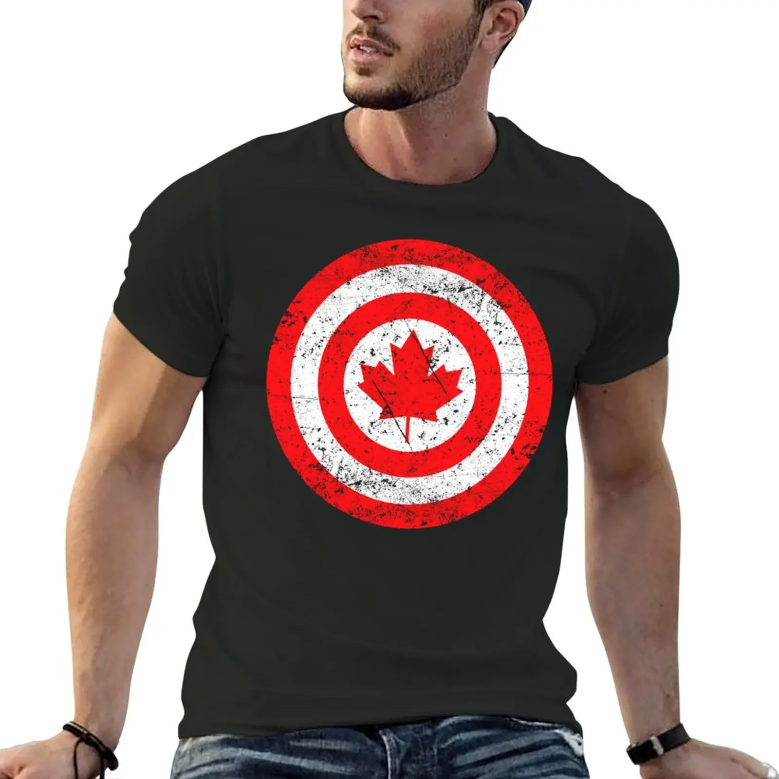 CAPTAIN CANADA SHIELD T-Shirt sports fans graphic shirts men t shirt