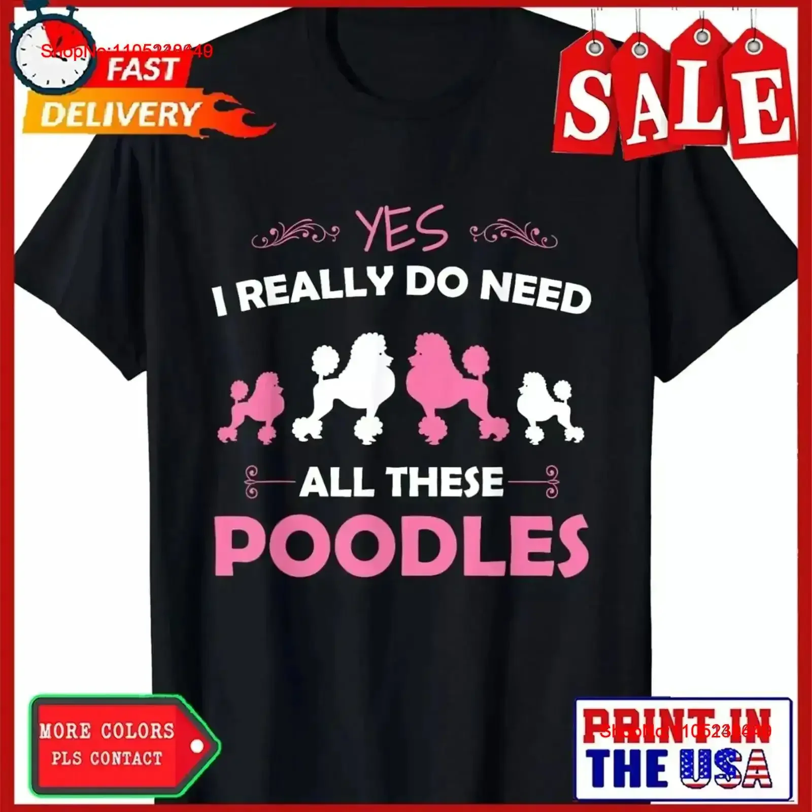 Funny Standard Poodle Dog Lover Puppy Breed Pink T Shirt vintage Washed Versatile homme Soft Casual streetwear fashion vintage