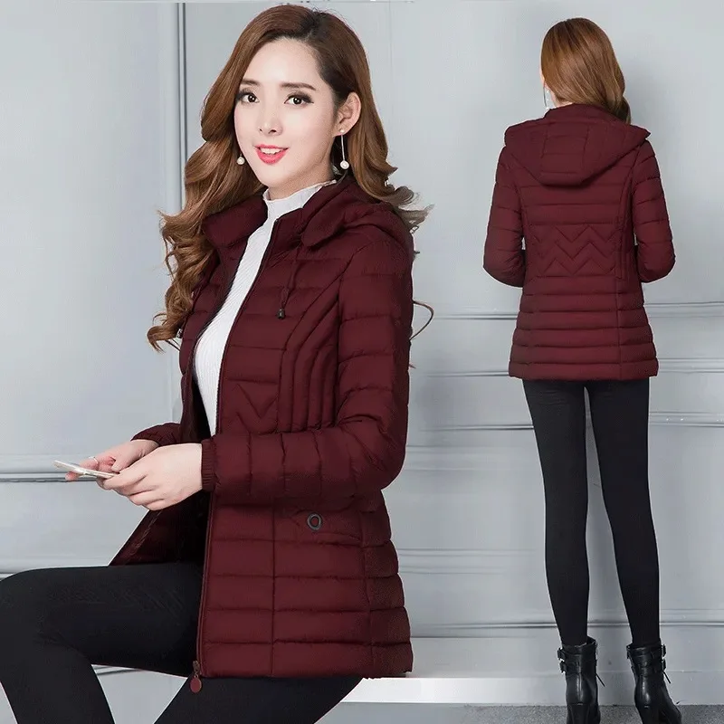 Jacket for Women New Cotton Clothes Korean Style Short Slim Parkas Hooded Pocket Casual Warm Jacket Oversize Winter Coat Women