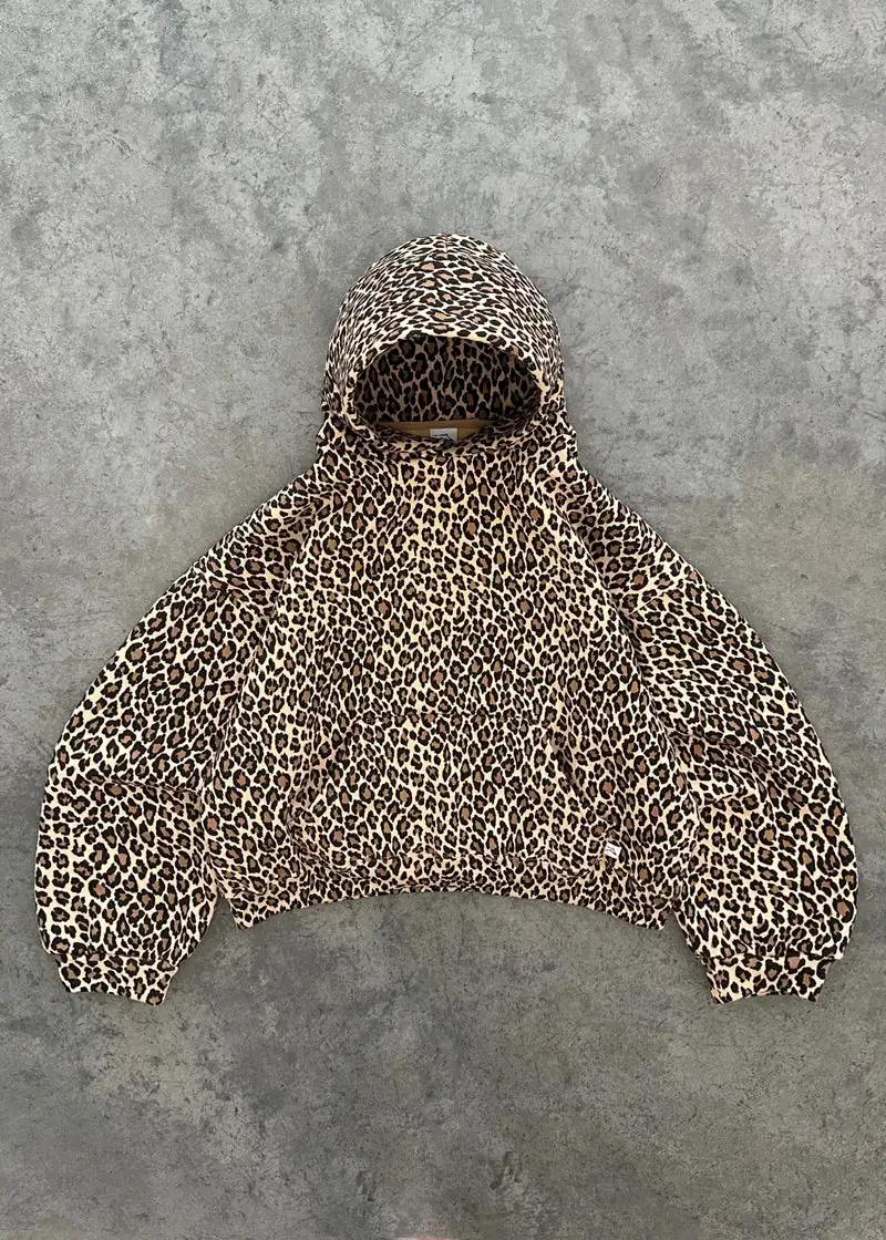 Sudadera con capucha de manga larga con cremallera, ropa de calle alta de gran tamaño, estampado de leopardo, Y2k, Retro, gótica