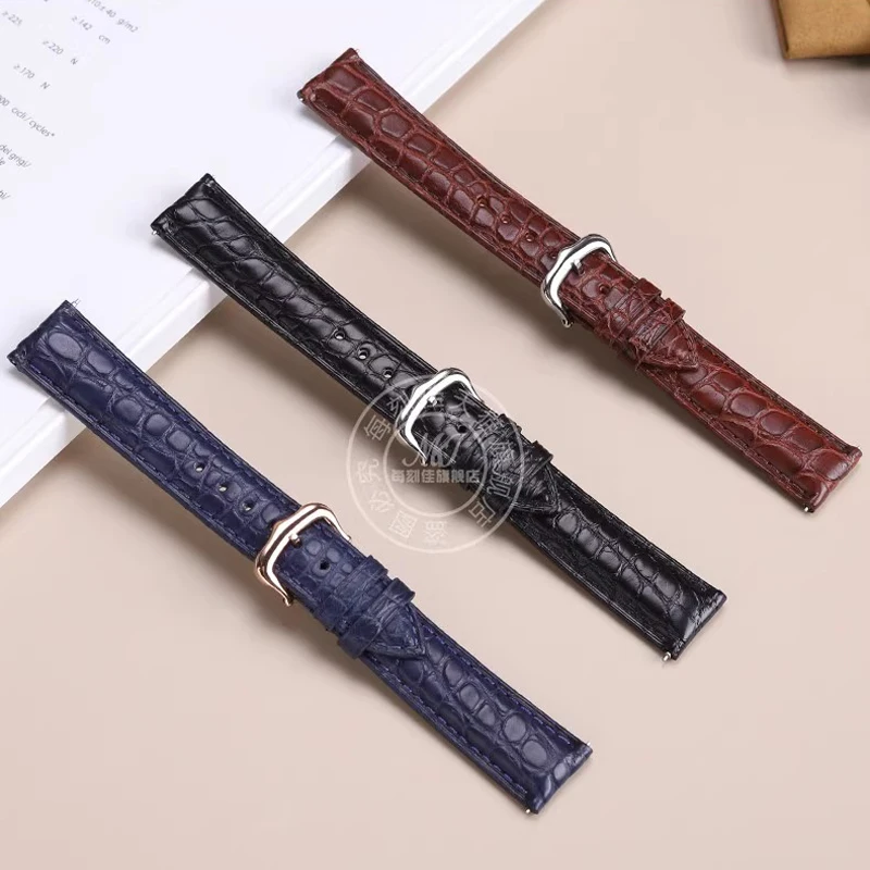 High quality Crocodile Skin WatchBand Bracelet For Cartier Tank London Solo men women Cowhide bottom watch strap 16mm 18mm 20mm