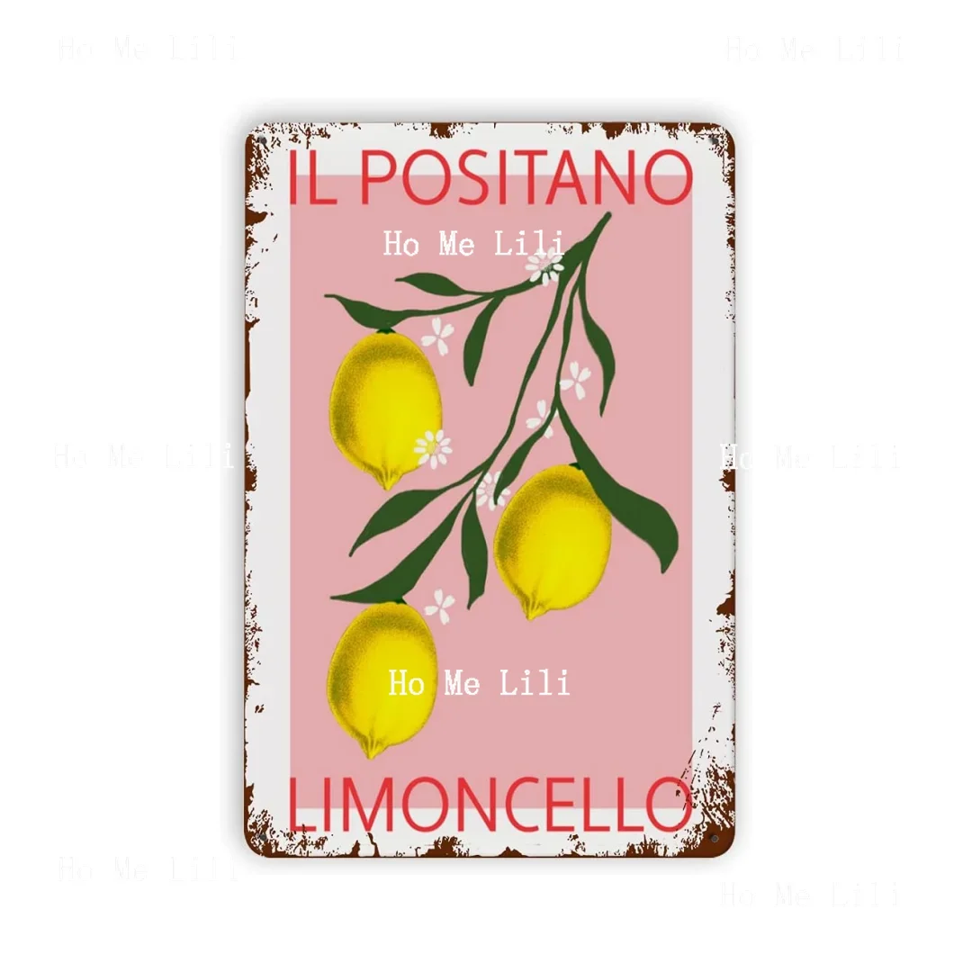 Lemon Wall Art Positano Poster Italian Lemons Art Bar Wall Decor Metal Signs For Garage Man Cave