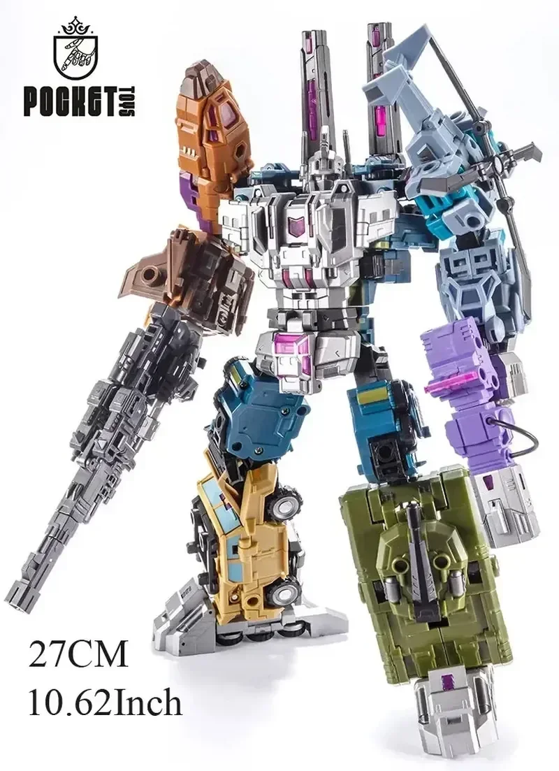 Pockettoys ของเล่นแปลงร่าง Bruticus 5 in 1 PT05 PT-05คอมโบ G1ต่อสู้ไททัน27ซม. ของเล่นตุ๊กตาขยับแขนขาได้ของขวัญสะสม