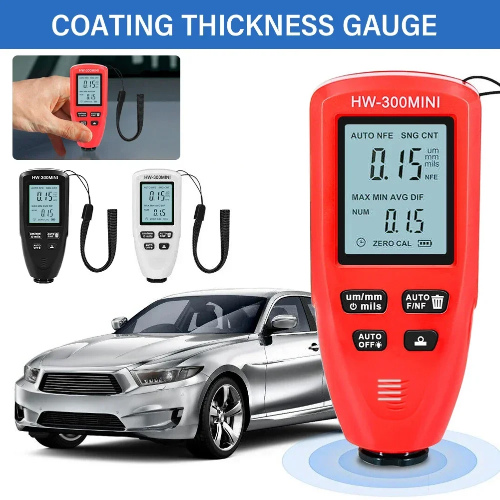 

HW-300 Mini Coating Thickness Gauge Tester Auto Paint Check Car Paint Inspection Device Automotive Paint Meter Measuring Tool