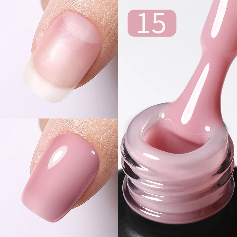 BORN PRETTY Melkachtig Roze Rubberen Basis Gel Nagellak Glitter 15 ml Semi-Permanente Vernis Losweken Zelfnivellerende UV LED Gel