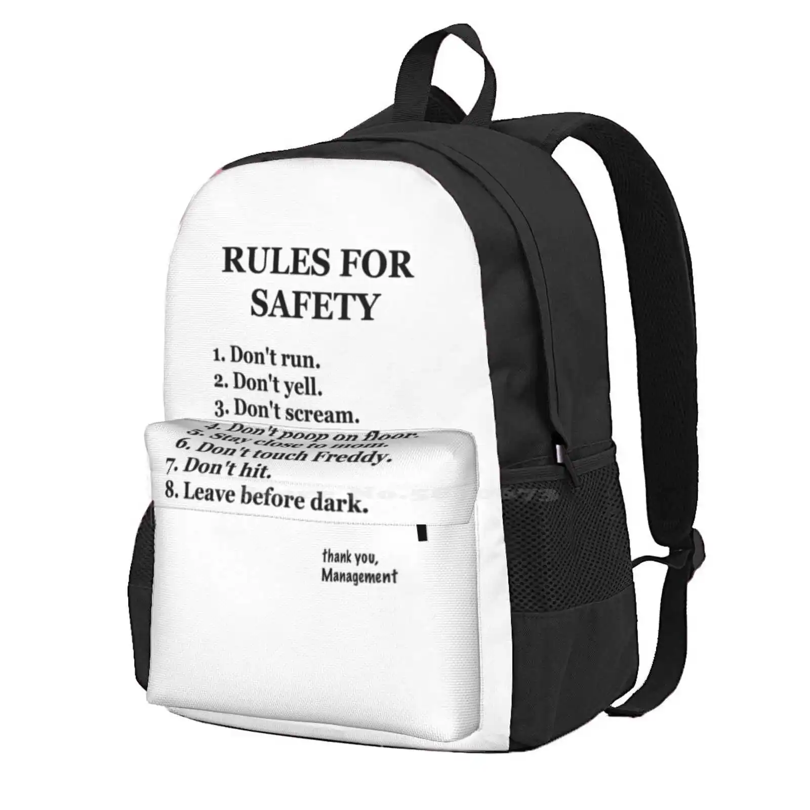 Fnaf-Rules Hot Sale Schoolbag Backpack Fashion Bags Fnaf Five Nights At Rules For Safety Fazbear 5Naf