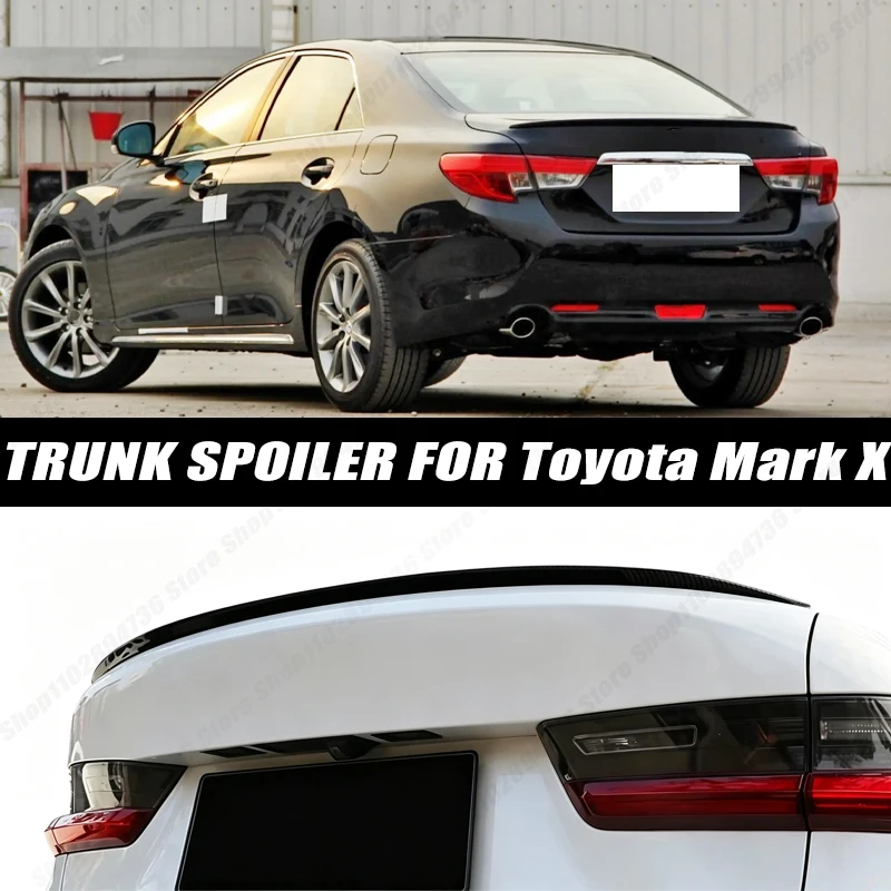 120CM Glossy Black Soft Rubber Universal Rear Trunk Spoiler 5D Carbon Look Tail Wing Fit For Toyota Mark X Sedan Accessories