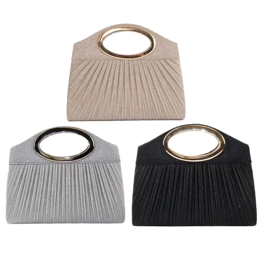 

Fashion Ruffled Women's Handbags Noble with Metallic Chain Women Purses Elegant Banquet Occasion Party Bag Wedding Event