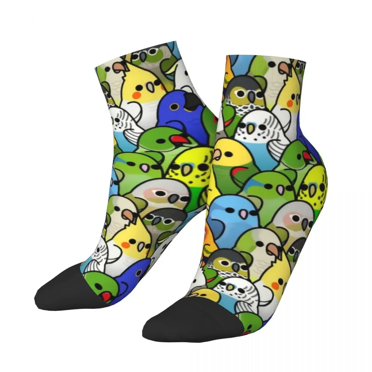 Cute Men's Funny Parrot Birds Dress Socks Unisex Warm Comfortable 3D Print Cockatiel Bird Crew 