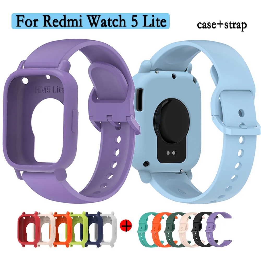 

Для Redmi Watch 5 Lite Силиконовый ремешок для часов + чехол Спортивный ремешок с пряжкой того же цвета Замена браслета для Redmi Watch 5 Lite
