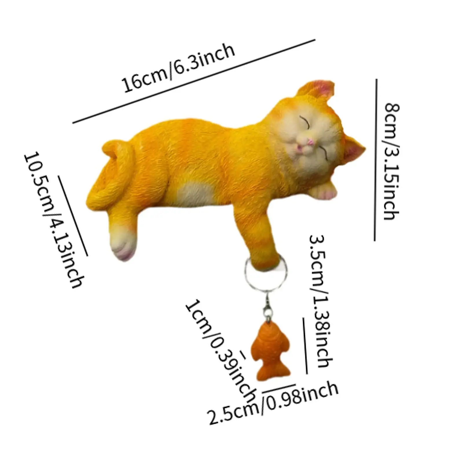 Sleeping Cat Garden Statue Animal Sculpture Fish Decorative Decor Lawn Ornament