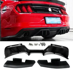 For Ford Mustang Prem. Rear Bumper Diffuser with Side Valance 3pcs Kit Matte 2015 2016 2017 2018 Car Accessories