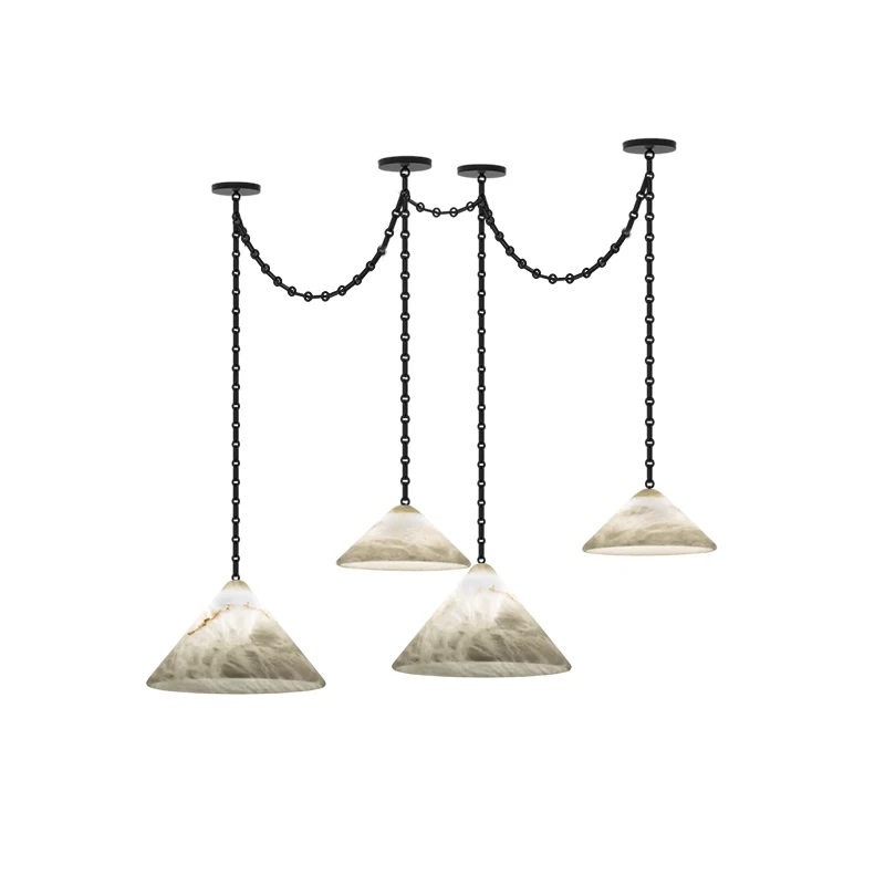 

Marble And Chain Matches Better DIY Chain 2025 Chandelier Alabaster Lustre Suspension Luminaire Lampen For Foyer Dinning Room