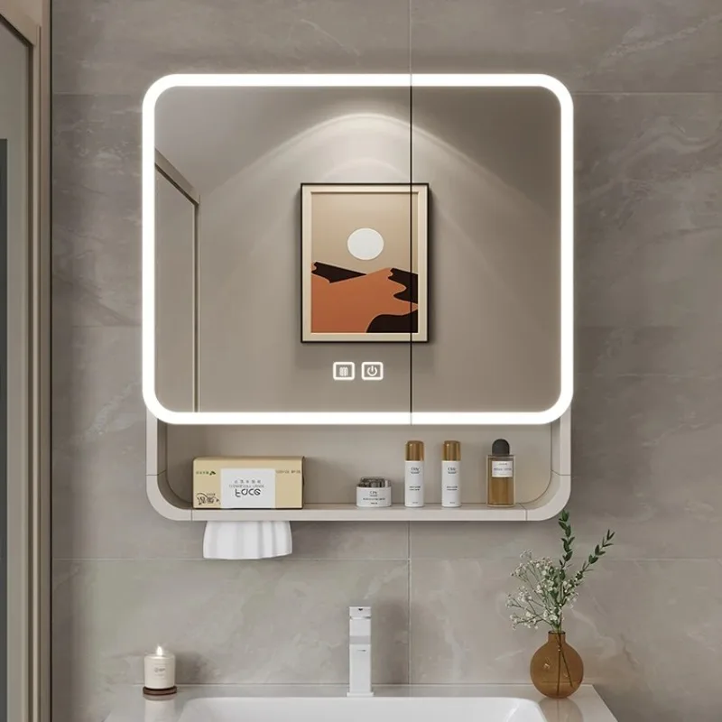 Armoire Murale Salle De Bain Avec Miroir, Armoire De Toilette 3 Portes Miroir Etageres Reglables 90x15x75cm Gris 79175626
