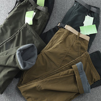 Thick Waterproof Warm Fleece Cargo Pants Men Outdoor Plus Velvet Multi-pockets Loose Straight Casual Overall Winter Trousers