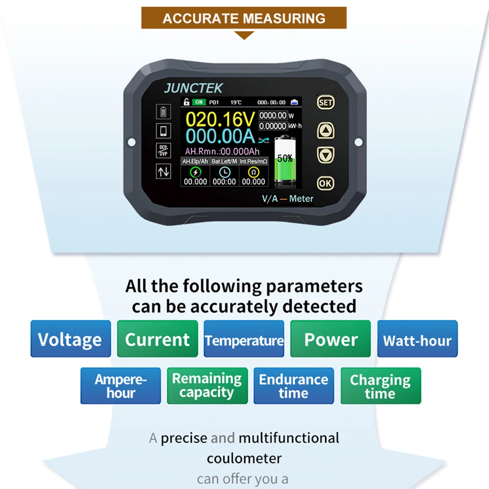 400a Kleurenscherm Draadloze Bluetooth-Compatibele Batterij Coulomb Meter 0-120V Bewaking Batterij Stroomstroom Tester