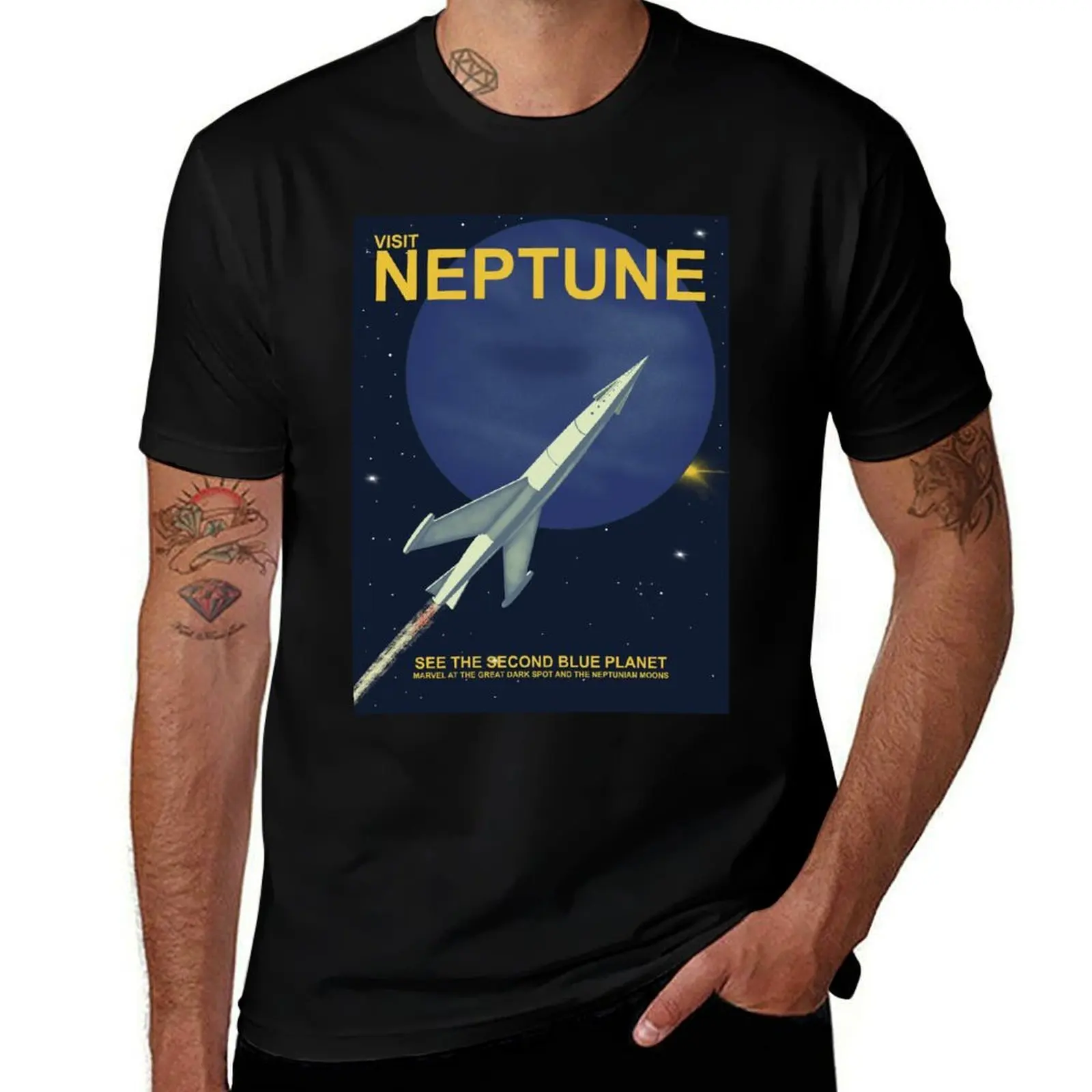 Visit Neptune The Second Blue Planet T-Shirt Plus Size Quick Dry Sports Tee T-Shirt