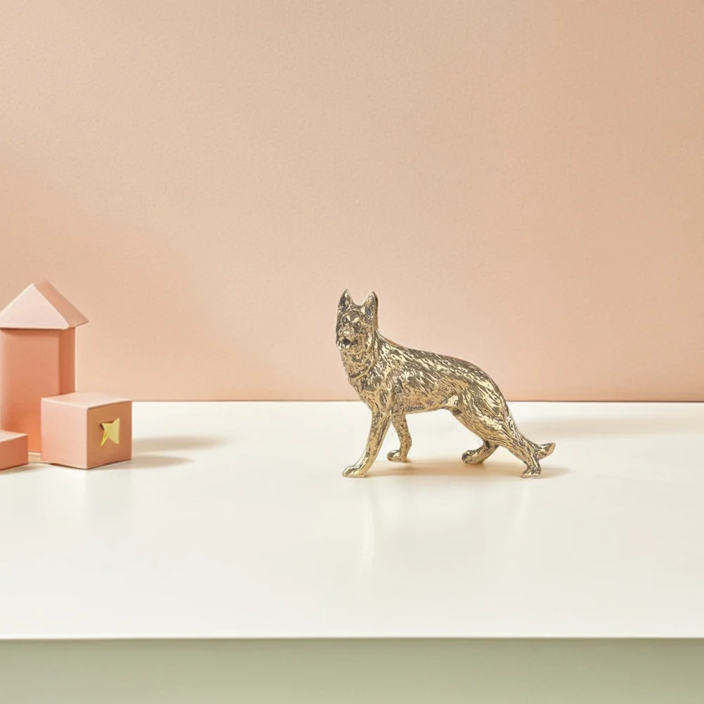 

Brass Miniature Vintage Wolf Dog Sculpture for Home Decor Feng Shui Jewelry Making Ornament Brass Miniature Animals