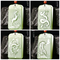 High quality fine carved jade pendant 12 zodiac signs Mouse ox tiger rabbit dragon snake horse sheep monkey chicken dog pig