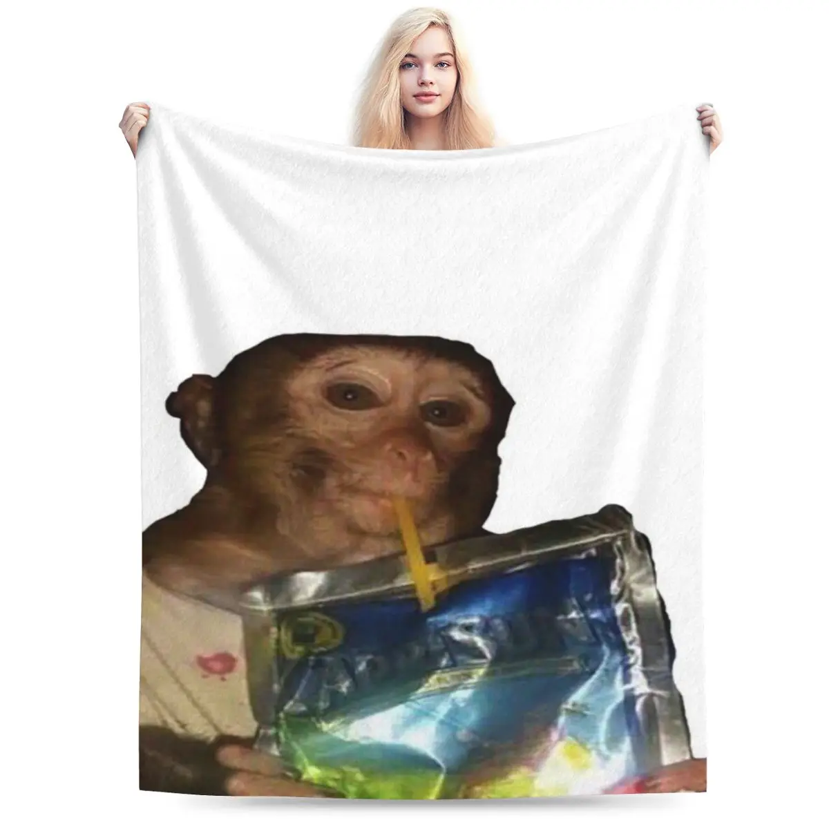 Manta de microforro polar ultrasuave Monkey Sipping capris Meme An
