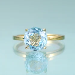 GEM'S BALLET Round Sky Blue Topaz Four Prong Solitaire Engagement Rings 925 Sterling Silver Anniversary Promise Gift Ring