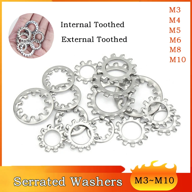 

M3 M4 M5 M6 M8 M10 External Internal Tooth Star Lock Washers Carbon steel Galvanized Anti-Slip Multi Tooth Lock Washer