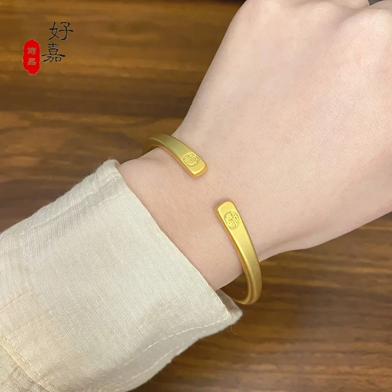 VivoGold9999 24K real gold Chinese style double-fu opening adjustable ring retro ring jewelry high-end personalized men and wome