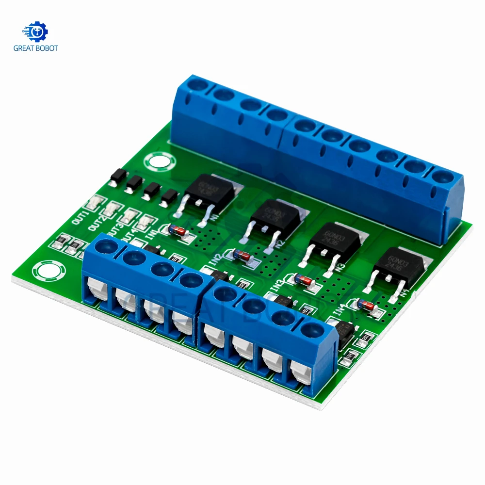 4‑Channel Opto‑Isolated MOSFET PWM Driver Module Optocoupler Switch Board for Arduino Raspberry Pi Compatible