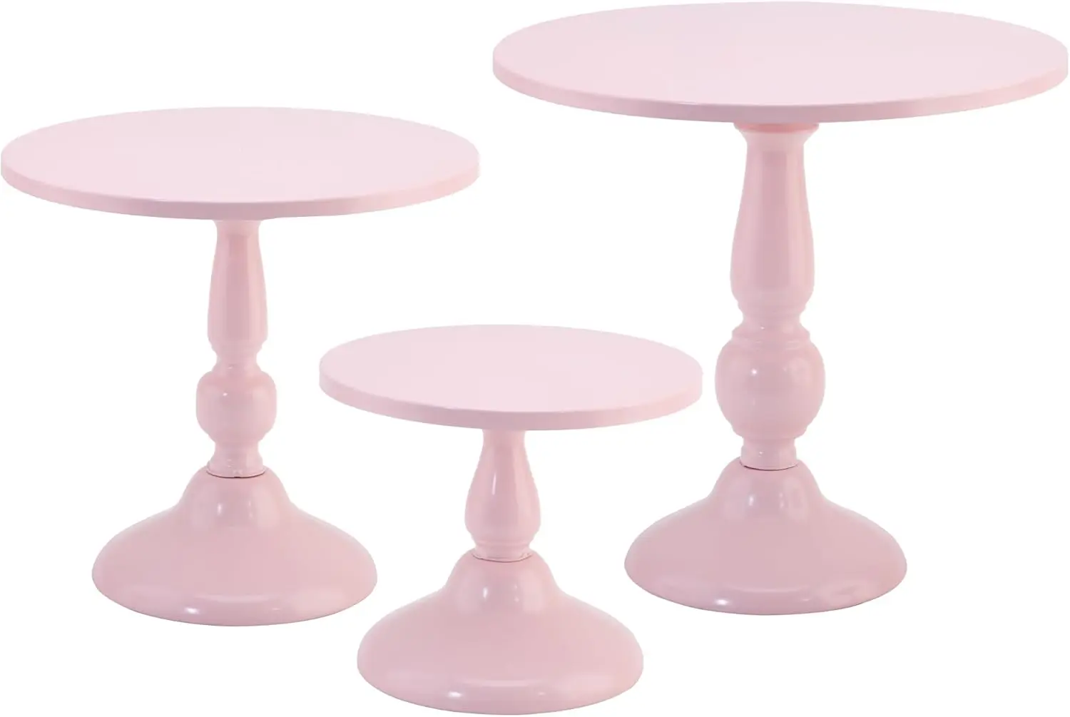 

3-Piece Pink Metal Cake Stand Set, 8" 10" 12" Round Dessert Display for Parties Weddings