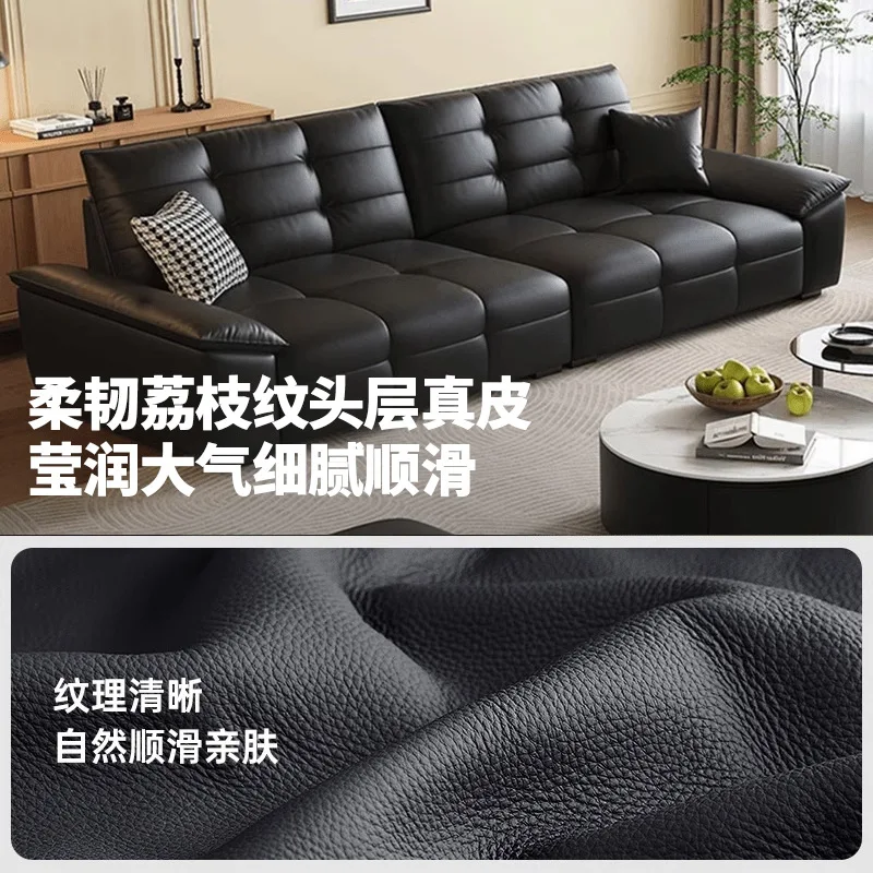 أريكة إيطالية بسيطة من الطبقة الأولى من جلد البقر #3