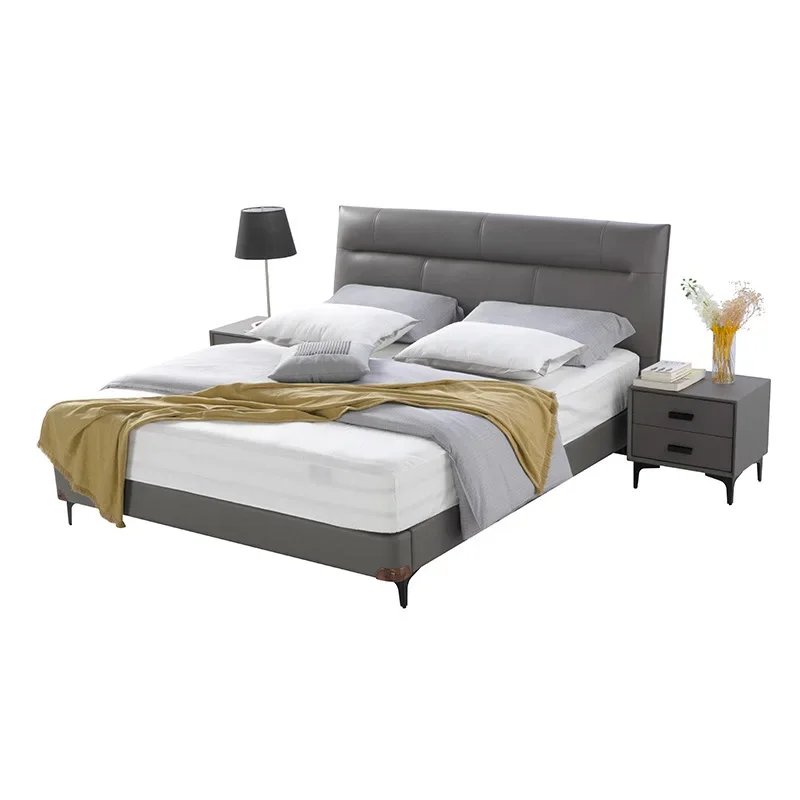 

1.8 meters, leather bed with pillow 1.5 meters, solid wood, double, simple leather art