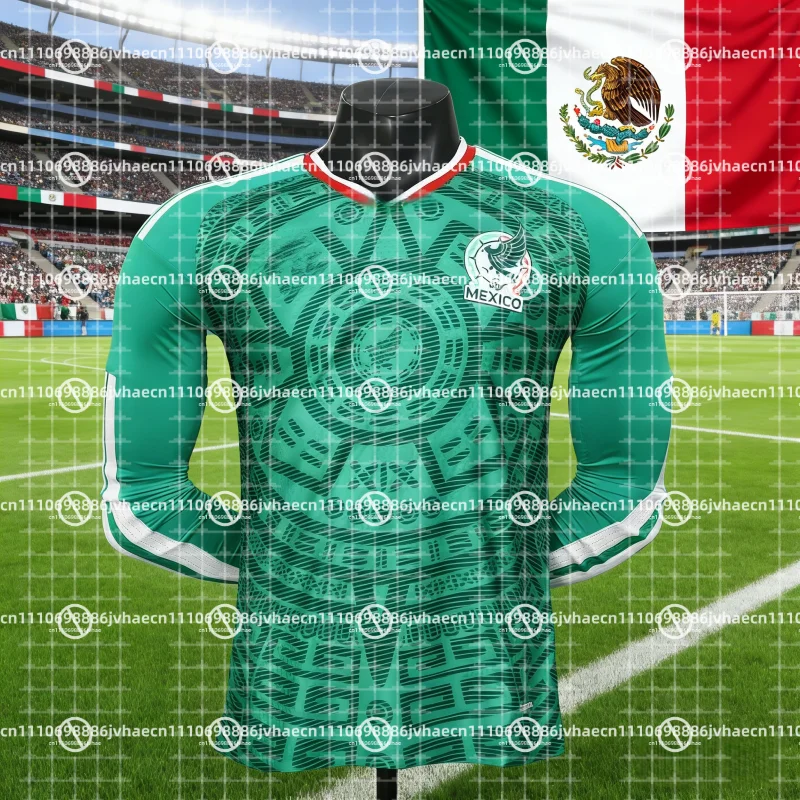 

Новая футбольная форма сборной Мексики 2026 года для мужчин и женщин, с длинным рукавом, дышащая, для матчей и тренировок, семейный комплект