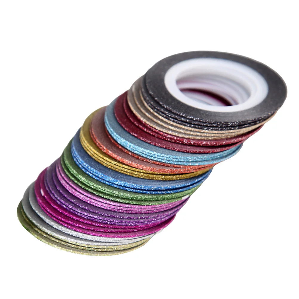 52 Rolls Shining Nail Line Tapes Stickers for DIY Art Craft Supplies Press On Nails Stripe Self Adhesive Various Colors Manicure