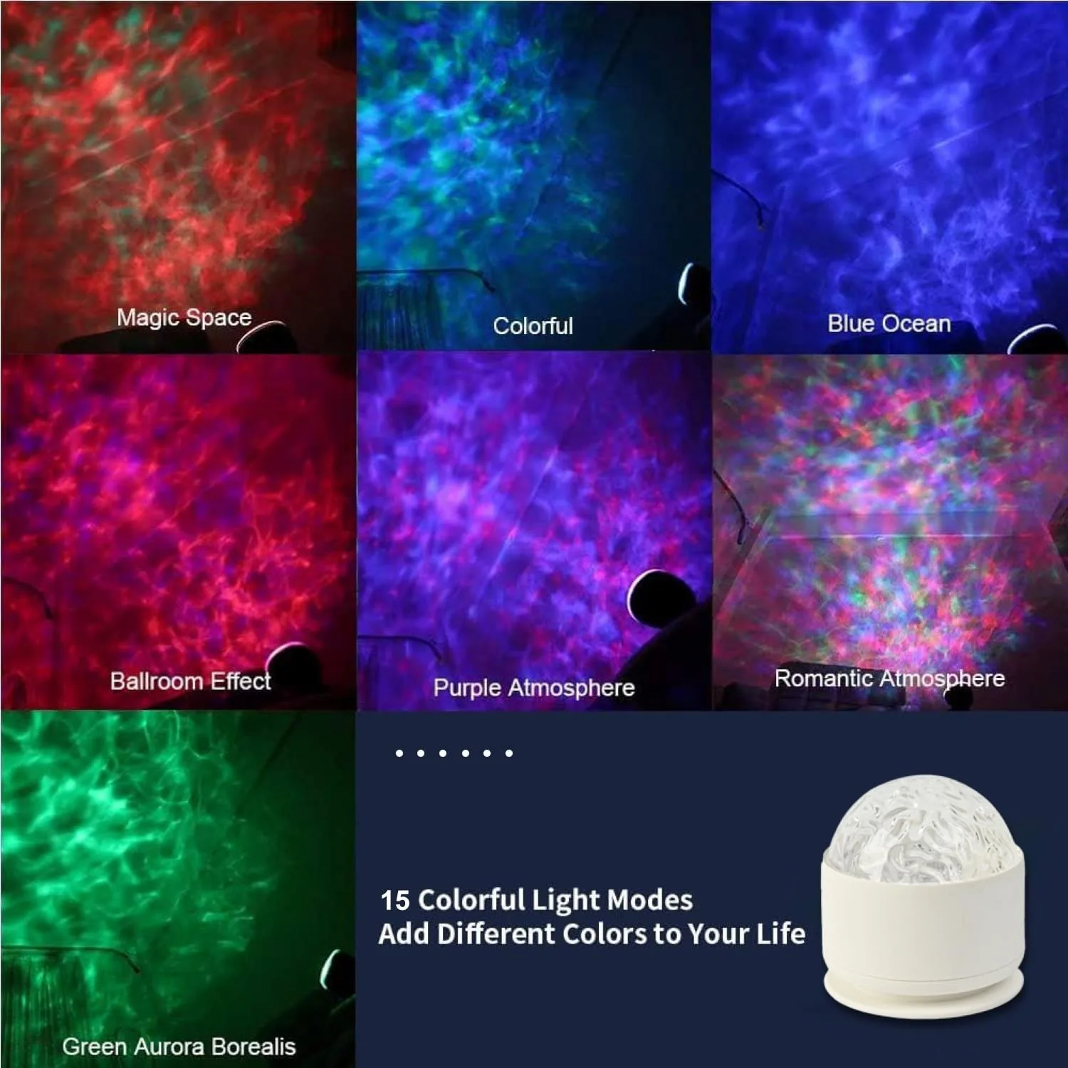 

2-in-1 Northern Lights & Waves Projector, Aurora Northern Lights Projector, 16 Light Effects, Bedroom, Party, LED Color Changing Light for Home Decoration
