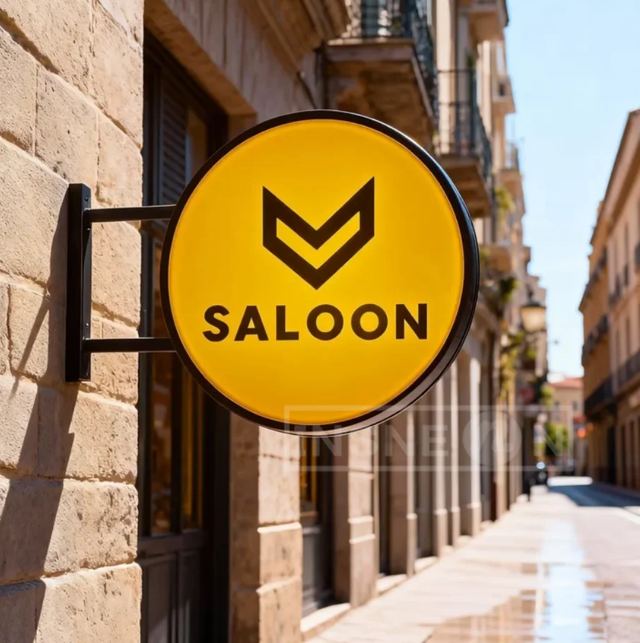 Custom Round Acrylic LED Light Box for Barber Shops Waterproof Double Sided Bright Storefront Signage