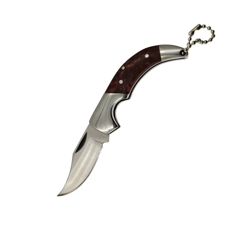 Stainless Steel Lockless Keychain Folding Knife Portable Mini Pocket Fruit Knife Key Rings EDC Knife