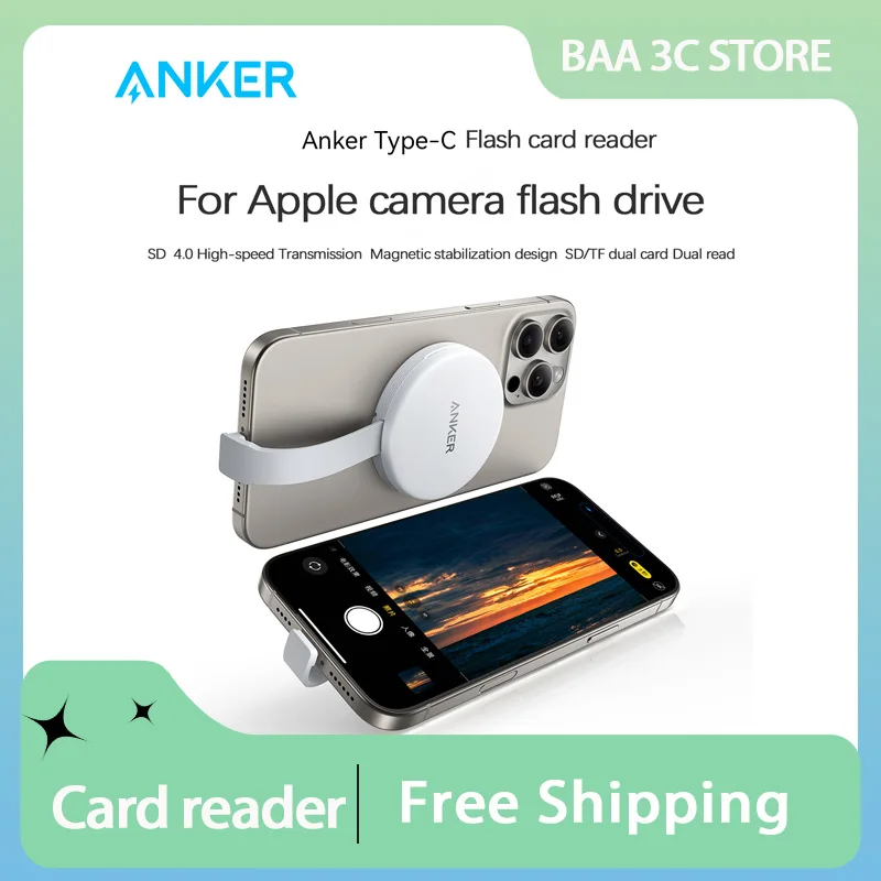 Anker MagGo SD Card Reader Portable Card Readerfor SD&TF Card for IPhone 15 Serie Dual Read Flash Memory Transmission