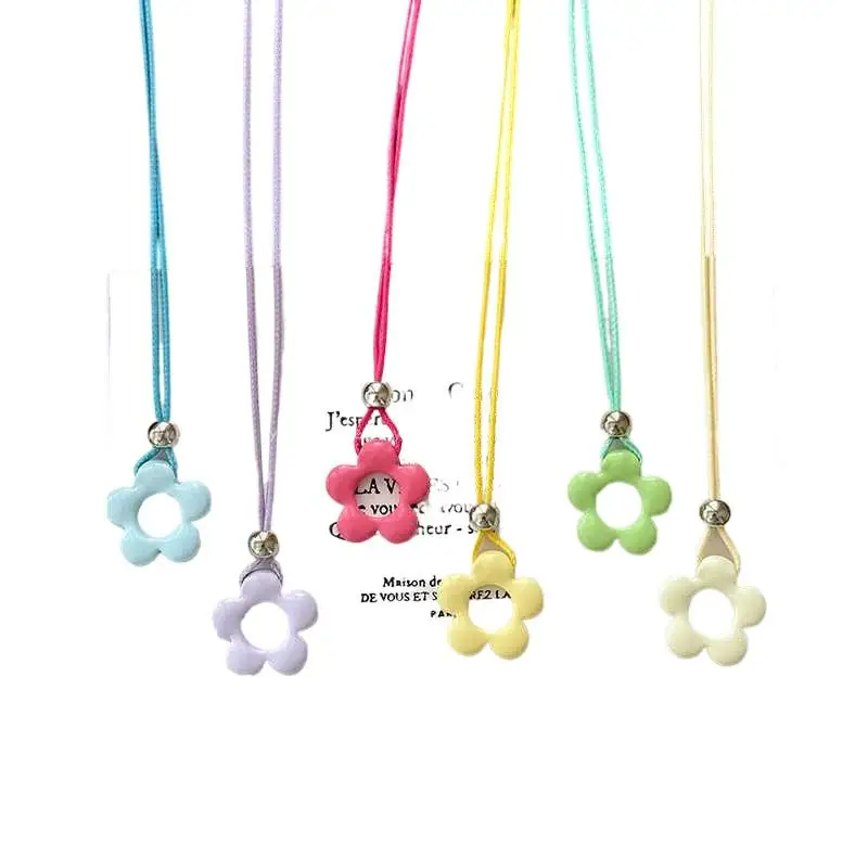 1pc flor charme resina colar oco flor pingente colar com nó ajustável material de resina perfeito para casamento dropship