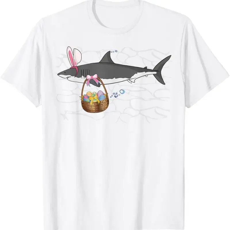 Funny Shark with Easter Basket and Bunny Ears T Shirt