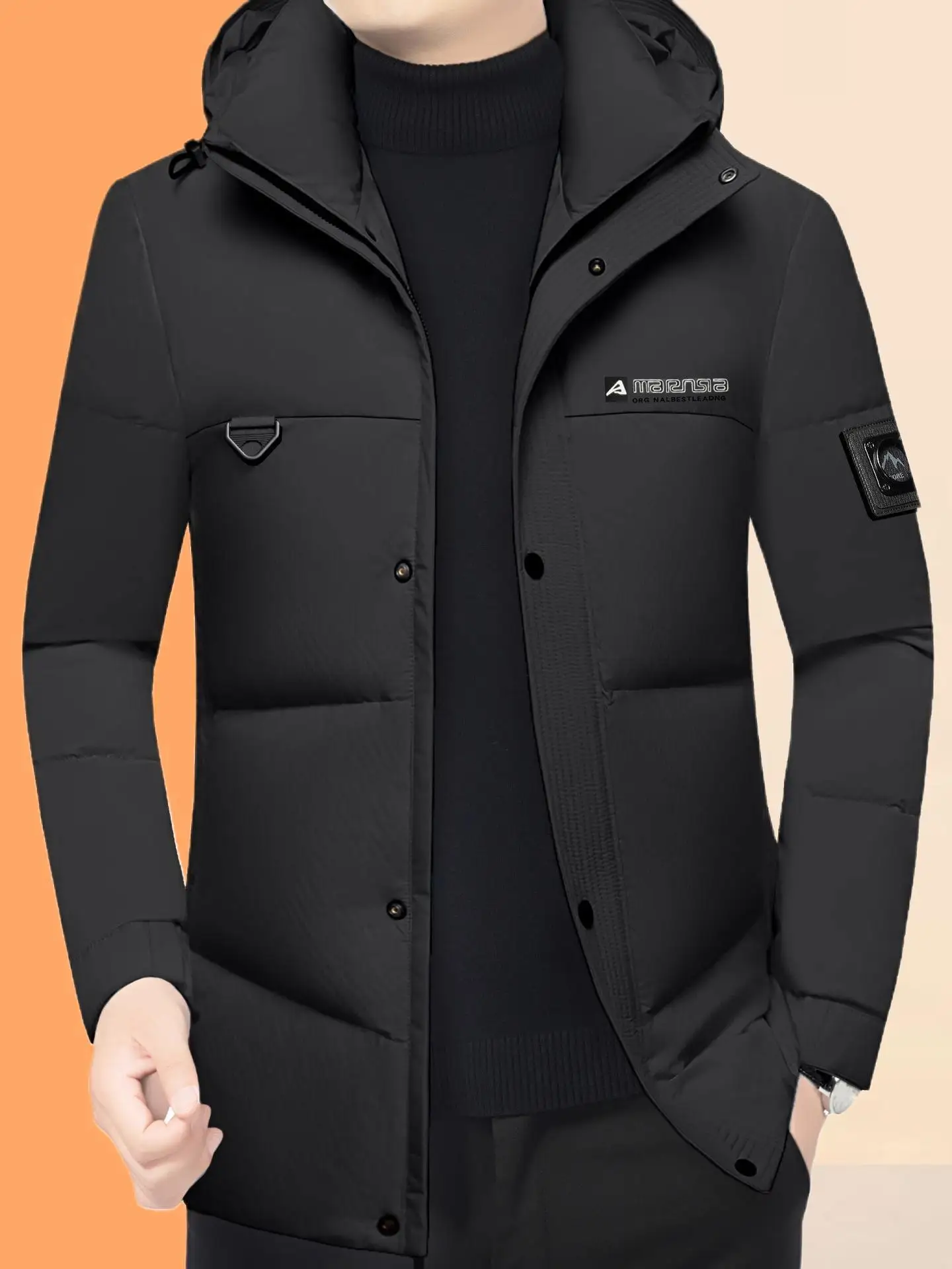 

Мужская зимняя утепленная пуховая куртка 2025 года, новая модная повседневная деловая белая пуховая куртка с капюшоном, теплая верхняя одежда для мужчин среднего возраста