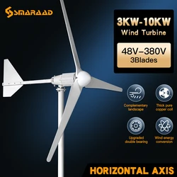 High Power Horizontal Wind Turbine 10KW 48V 220V Offshore And Onshore Solutions, Used For Household Farms With Low Power Consump